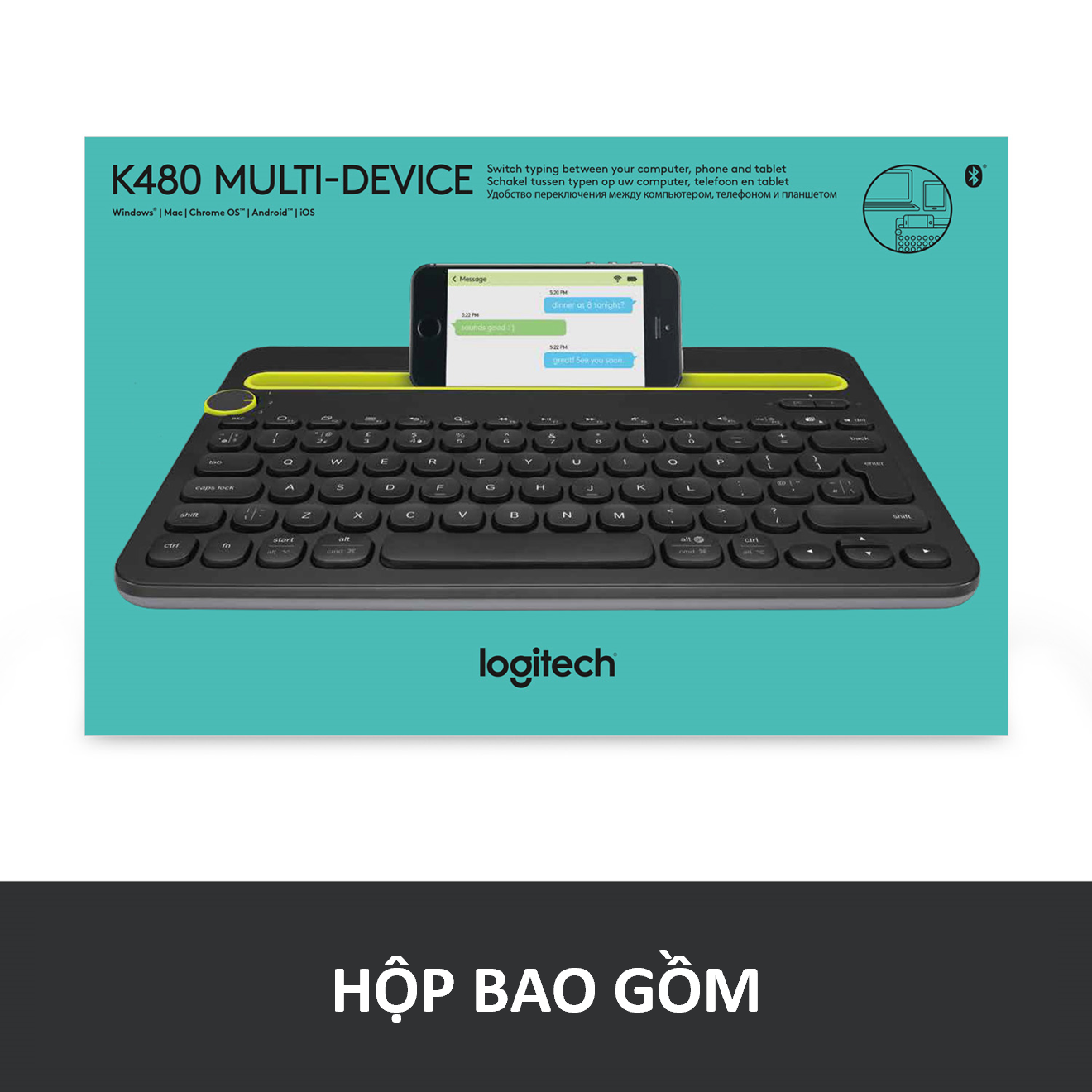 Bàn phím không dây Bluetooth Logitech K480 - Hàng chính hãng