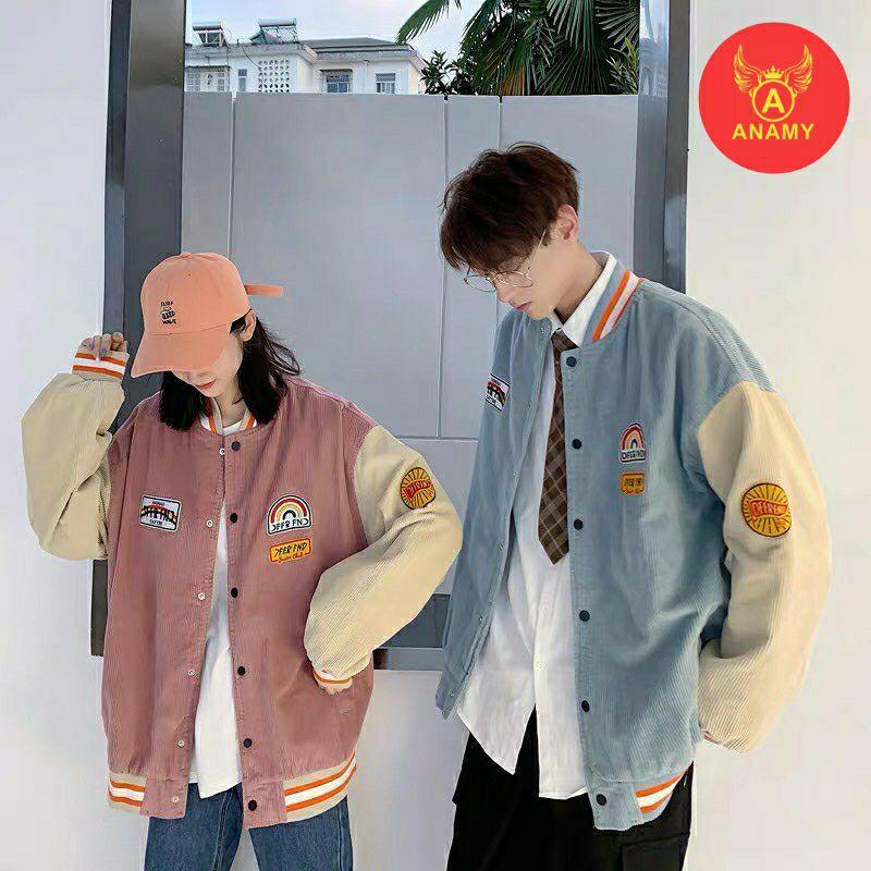 Áo khoác bomber unisex chất nhung form rộng Thêu Deep End phong cách ulzzang Anamy