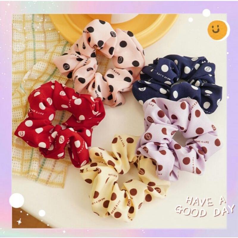 Scrunchies vải mềm màu sắc phong cách thơi thượng Hàn quốc