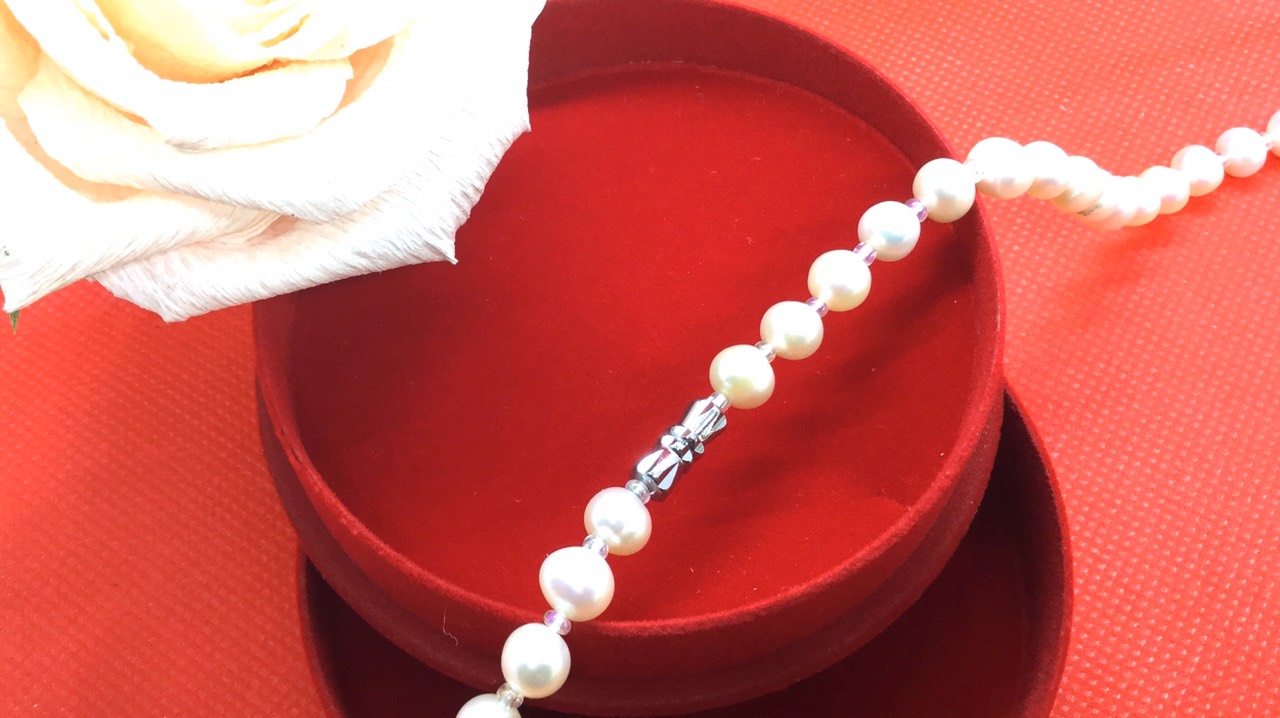 VÒNG CỔ NGỌC TRAI THIÊN NHIÊN NƯỚC NGỌT CAO CẤP-KIM THÀNH PHAT JEWELRY
