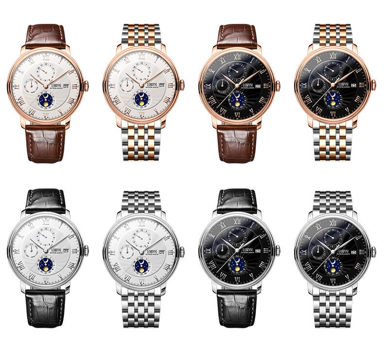 Đồng hồ nam chính hãng LOBINNI L1023-7 Fullbox, Kính sapphire ,chống xước,chống nước,vỏ vàng hồng,dây kim loại thép không gỉ 316L, máy cơ , Mới 100%,Bảo hành 24 tháng