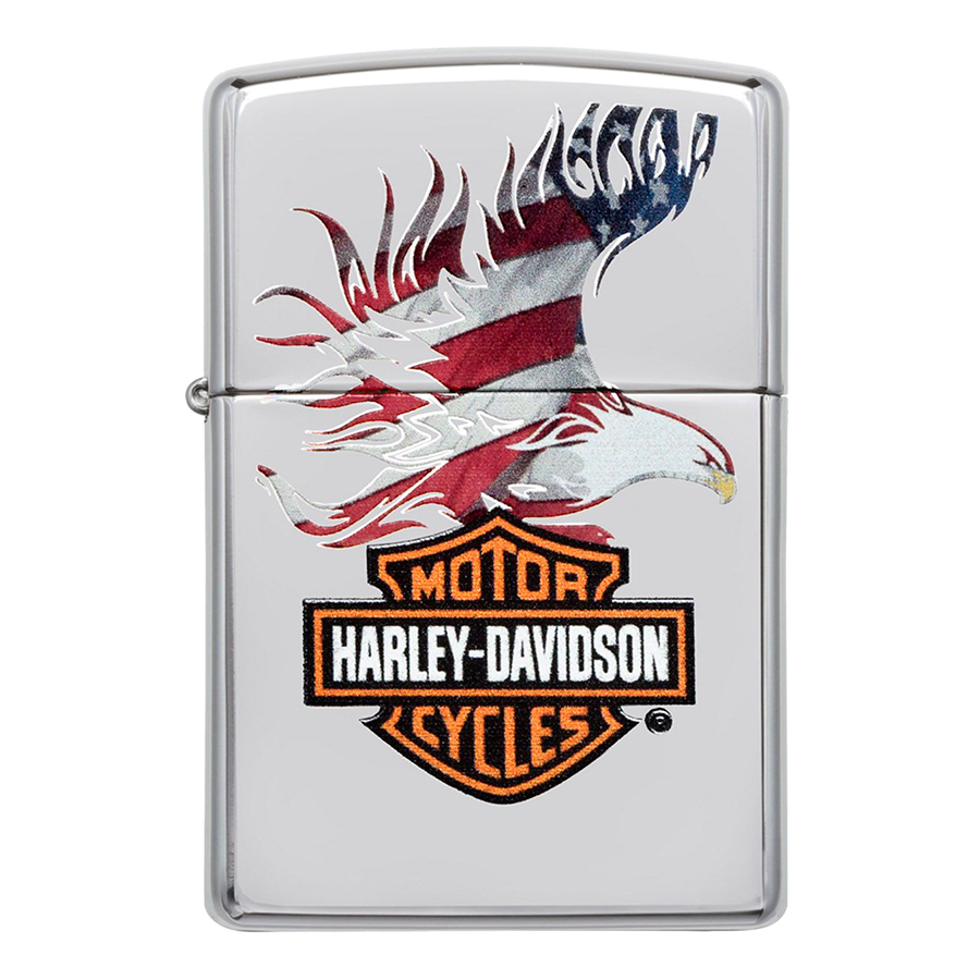 Bật Lửa Zippo Harley Davidson 28082 Eagle Wings Polish Chrome