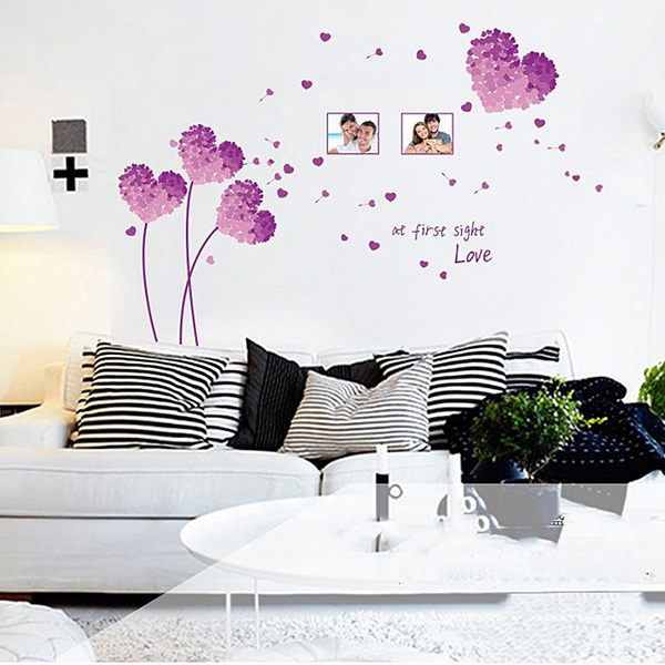 Decal Dán Tường Trái Tim Tím DH050