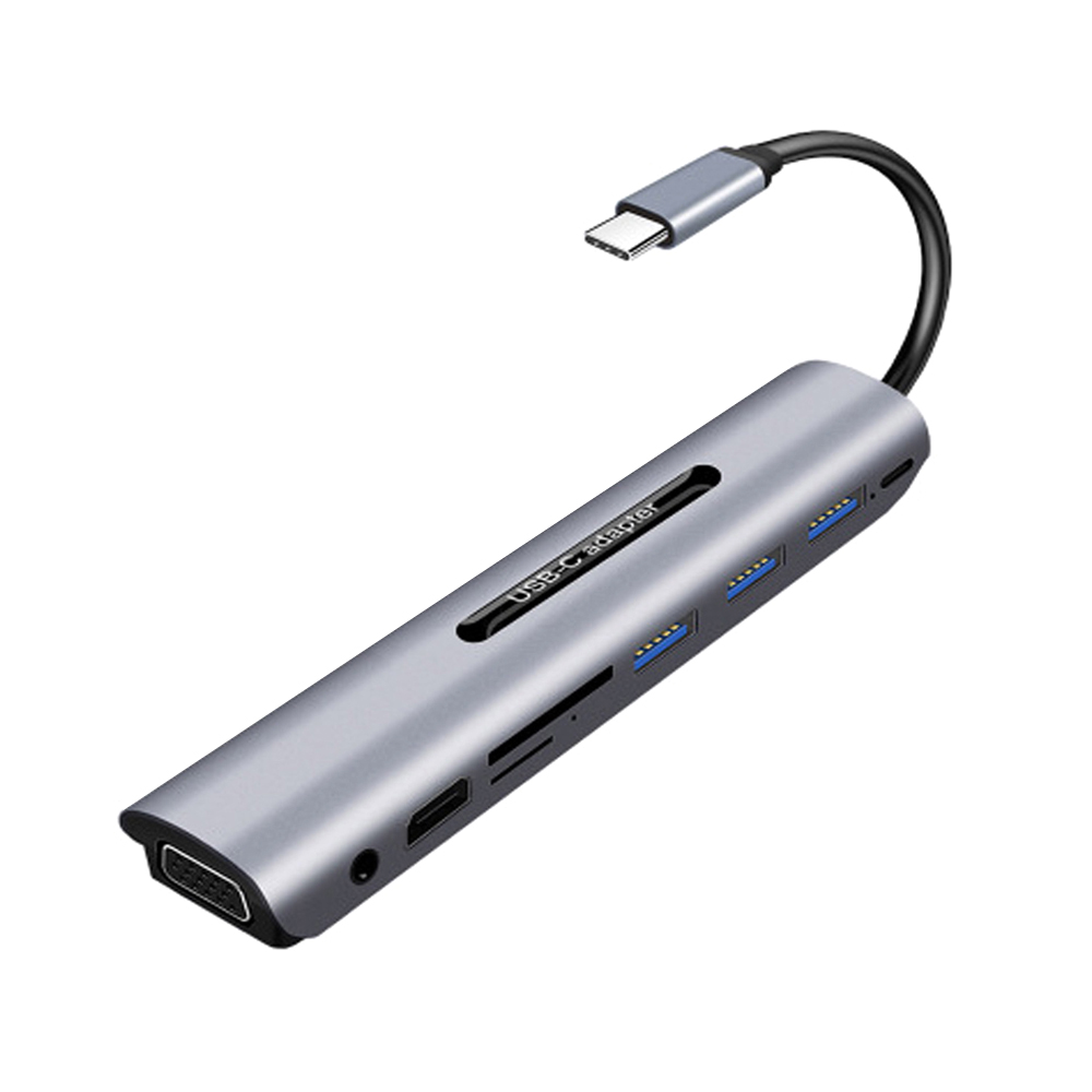 9 trong 1 Đa chức năng Type-C sang HD Hub PD Charge / HD / VGA / USB3.0 / SD TF Card Reader / 3.5mm Audio