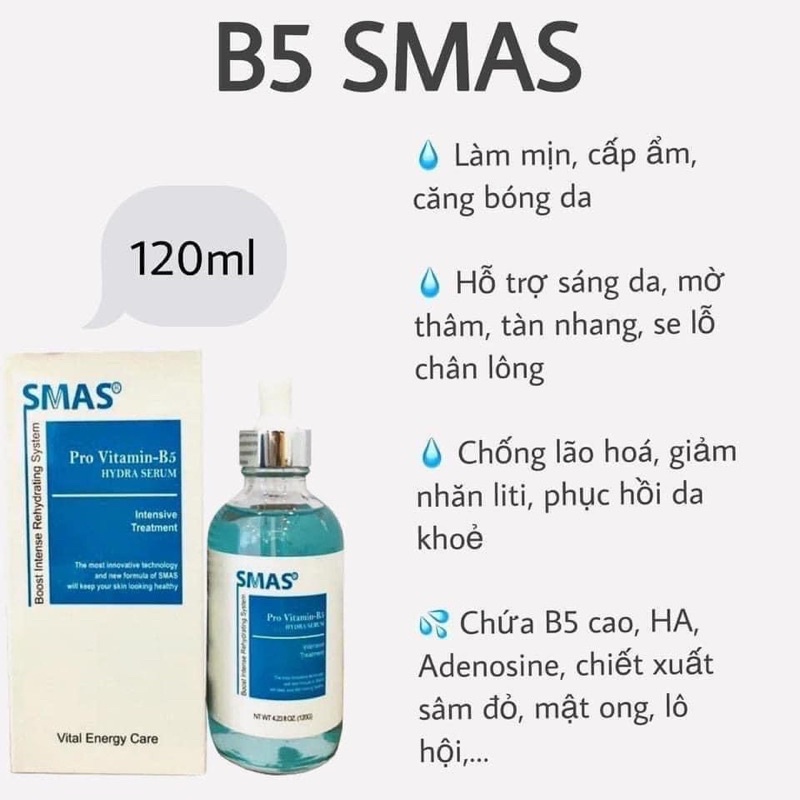 Tinh Chất Phục Hồi Và Cấp Ẩm Smas Pro Vitamin B5 Hydra Serum 120ml