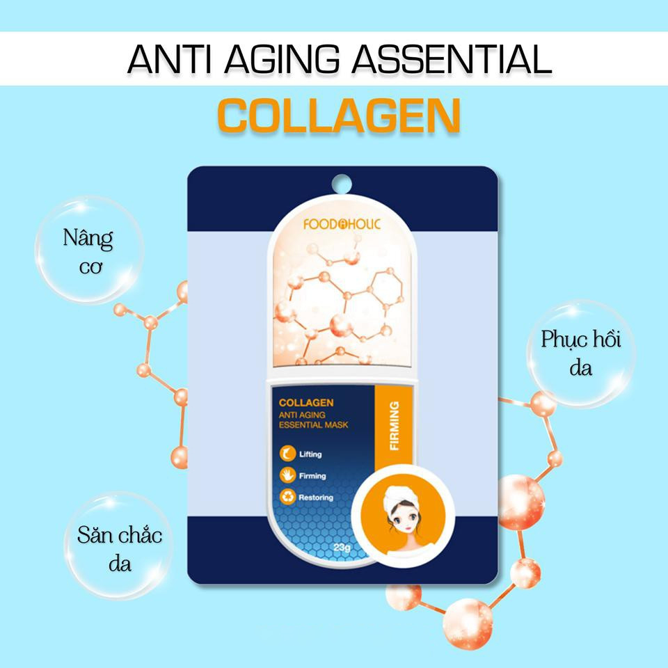 Mặt Nạ Chống Lão Hóa, Bổ Sung Collagen Mờ Nếp Nhăn Foodaholic Firm COLLAGEN Anti Aging Essential Mask 23g