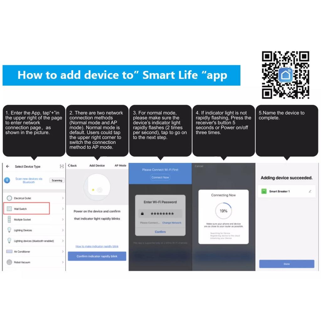 Công Tắc Điều Khiển Thiết Bị Không Dây Thông Minh 2 Trong 1: Sử Dụng App Smart Life Và Nút Nhấn Không Dây Hoặc Remote RF