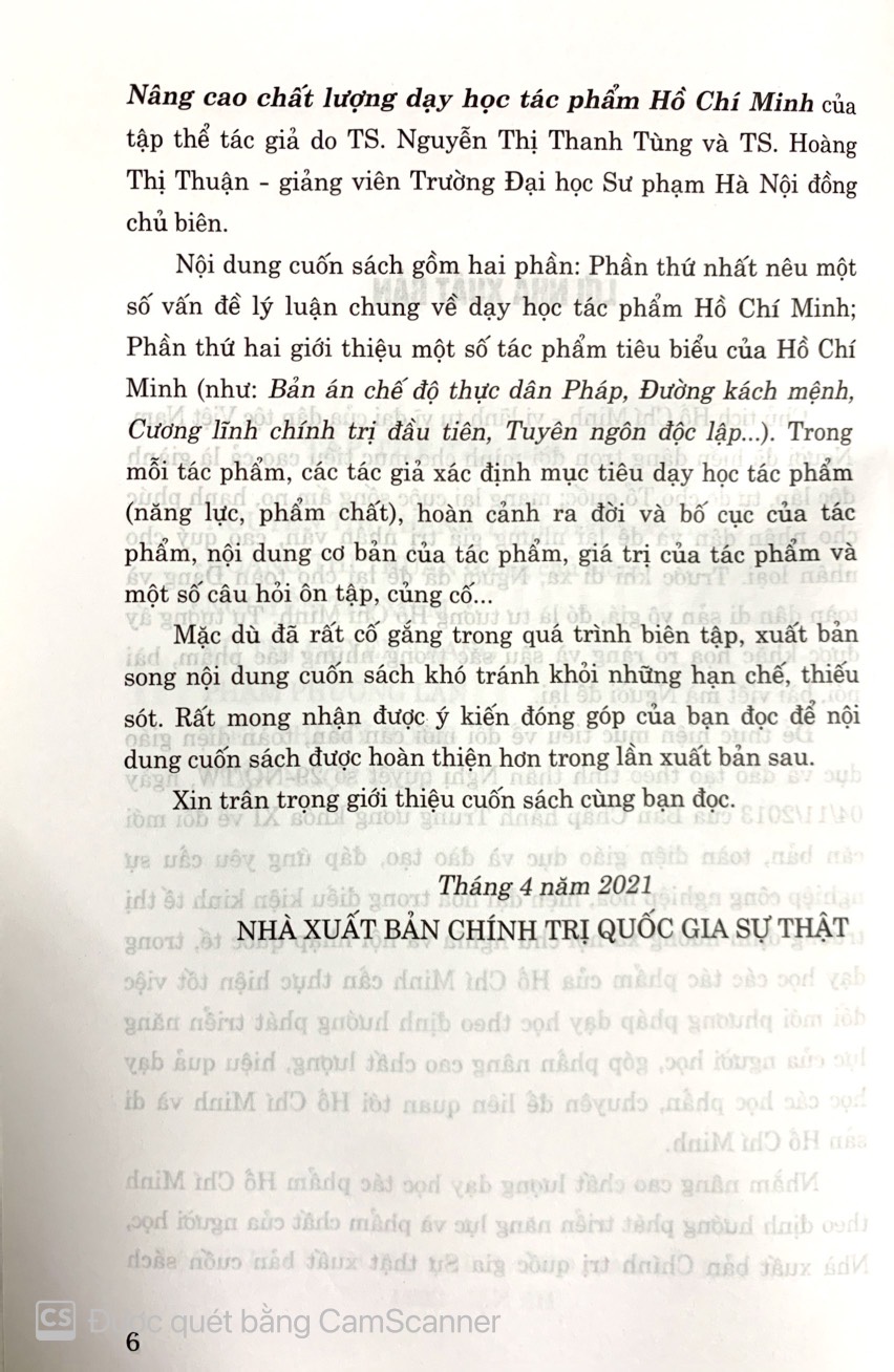 Nâng cao chất lượng dạy học tác phẩm Hồ Chí Minh