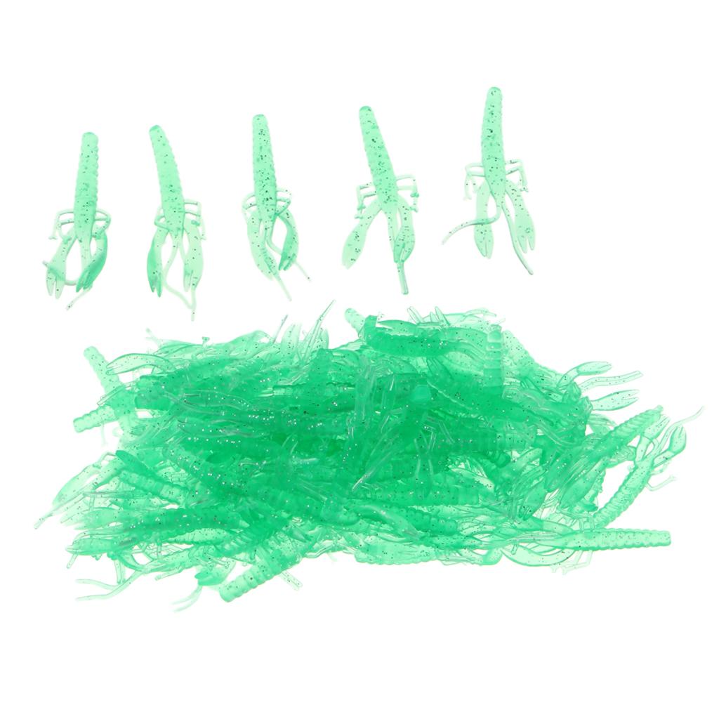 100pcs Soft Shrimp Grub Lure Fishing Tackle Bass Bait Jig Head 55mm