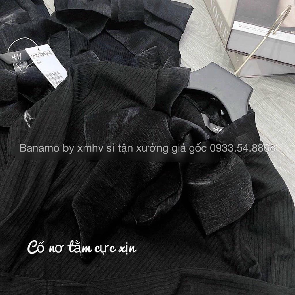 Áo cổ nơ màu đen siêu xinh thời trang Banamo Fashion 342