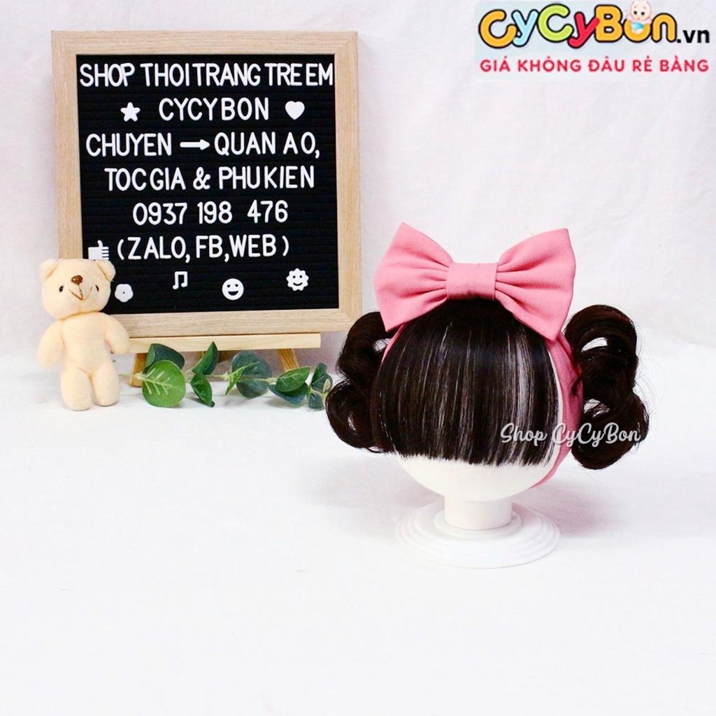 Băng Đô Turban Tóc Giả Cho Bé Gái Thun Cotton Nơ Hồng Ruốc Kèm Tóc Mái Và Tóc Giả 2 Bên - Có Đủ Size Kể Cả Sơ Sinh !