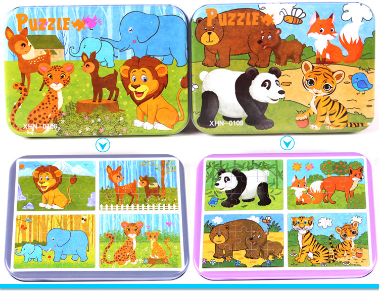 Đồ chơi hộp tranh xếp hình Puzzle 4 cấp độ 9-12-15-20 miếng nhiều chủ đề cho bé - Đồ chơi thông minh trẻ em