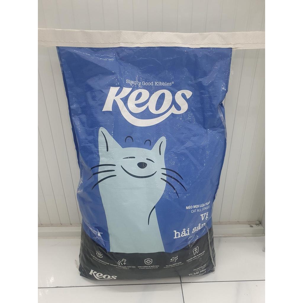[Tặng kèm 400gr hạt] Thức ăn hạt Keos dành cho mèo mọi lứa tuổi vị hải sản bao xá 7kg