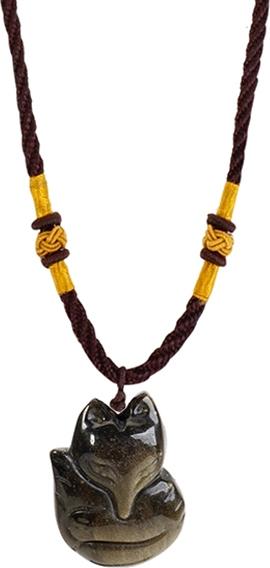 Dây Chuyền Hồ Ly Đá Chalcedony - Mắt Mèo Đen