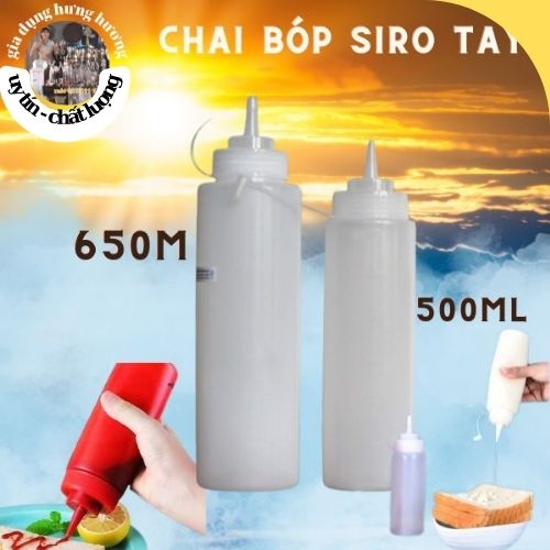 Lọ đựng siro pha chế, nước sốt caramel làm cafe latte art (chất liệu nhựa PP) 650ml