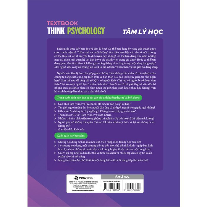 Tâm Lý Học - Think Psychology - Abigail Baird - Hồ Thị Ngọc Hương dịch - (bìa mềm)