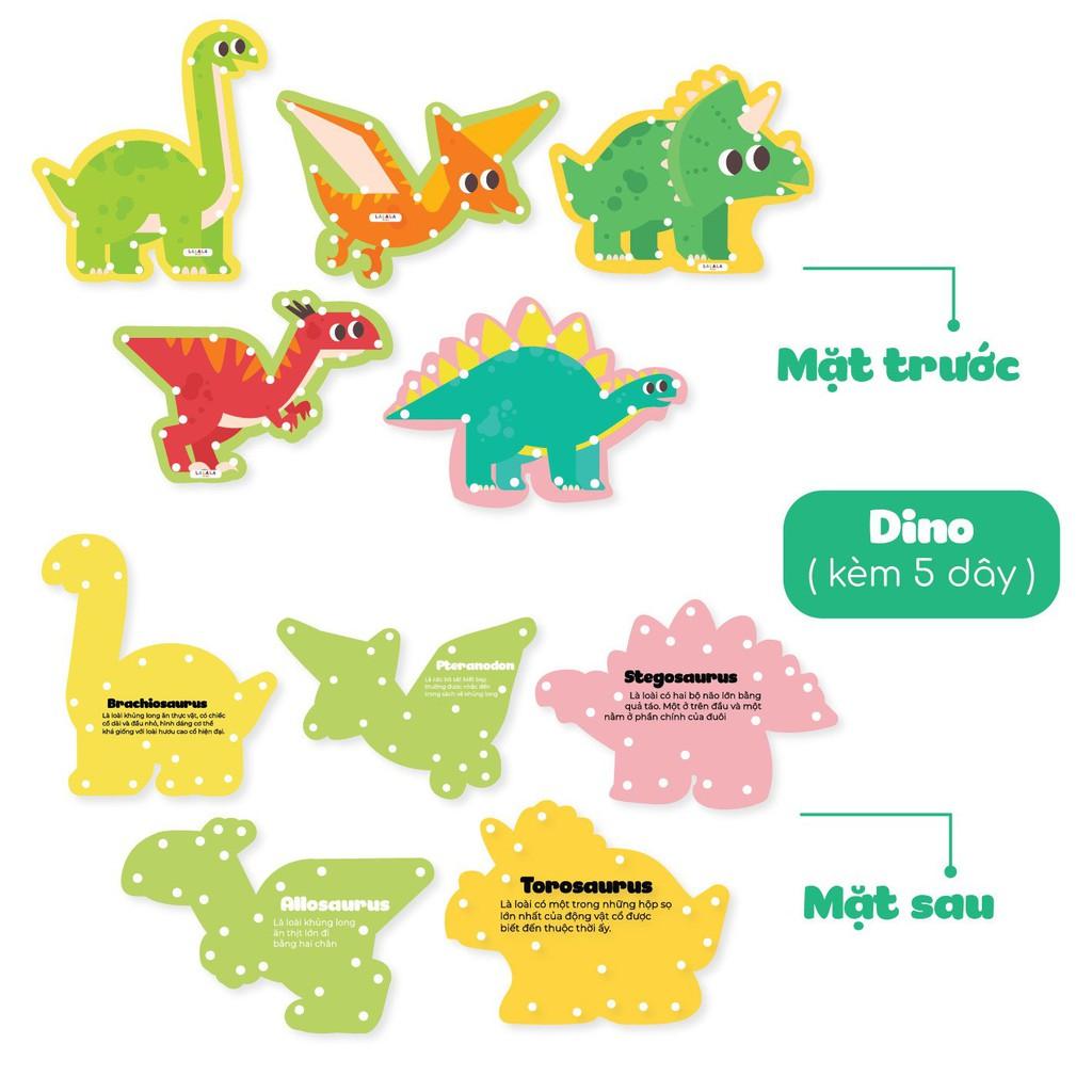 Bộ 10 hình xỏ dây hình thù ngộ nghĩnh, đồ chơi con vật, khủng long, phát triển vận động tinh cho bé từ 1 tuổi