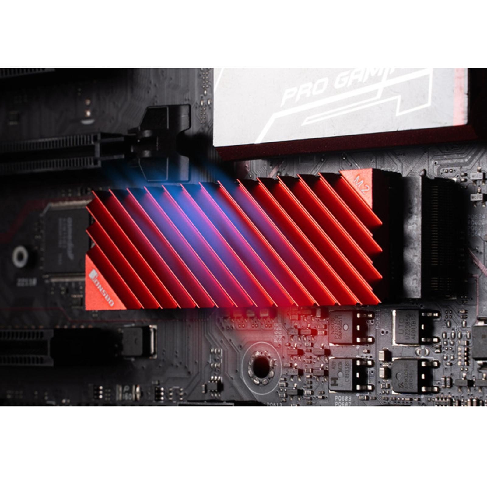 2280 SSD Solid State  Heat Sink with Thermal Pad for Desktop PC Red