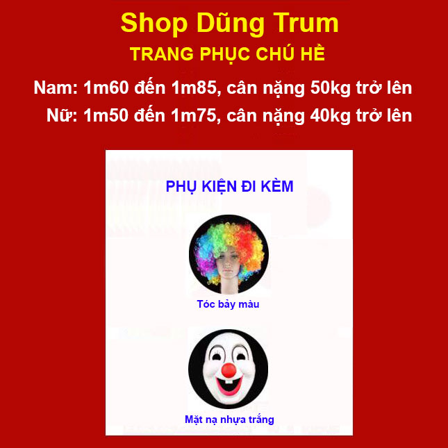 Trang phục chú hề, bộ quần áo hóa trang chú hề hài hước