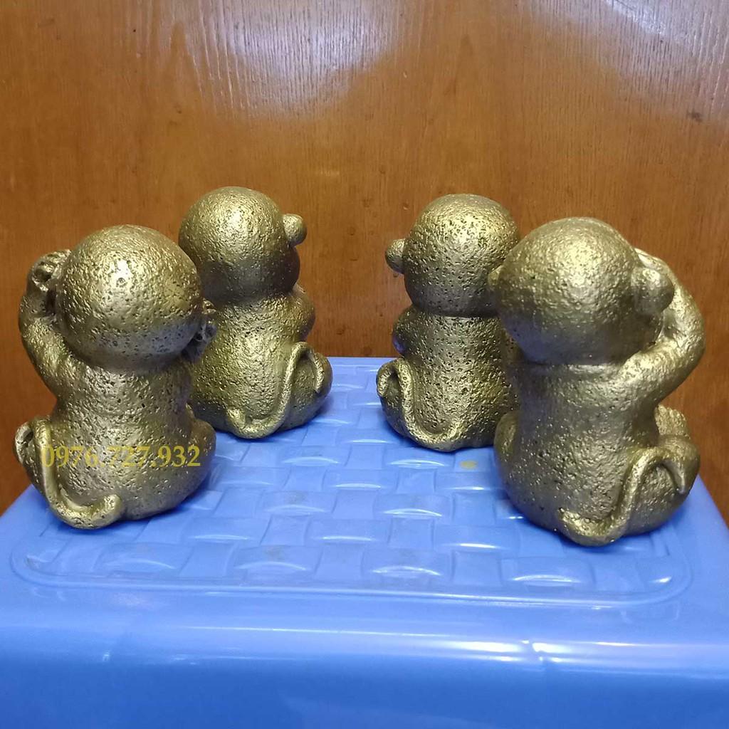 Bộ tượn 4 con khỉ cao 10cm, tứ đại giai không, tượng 4 không