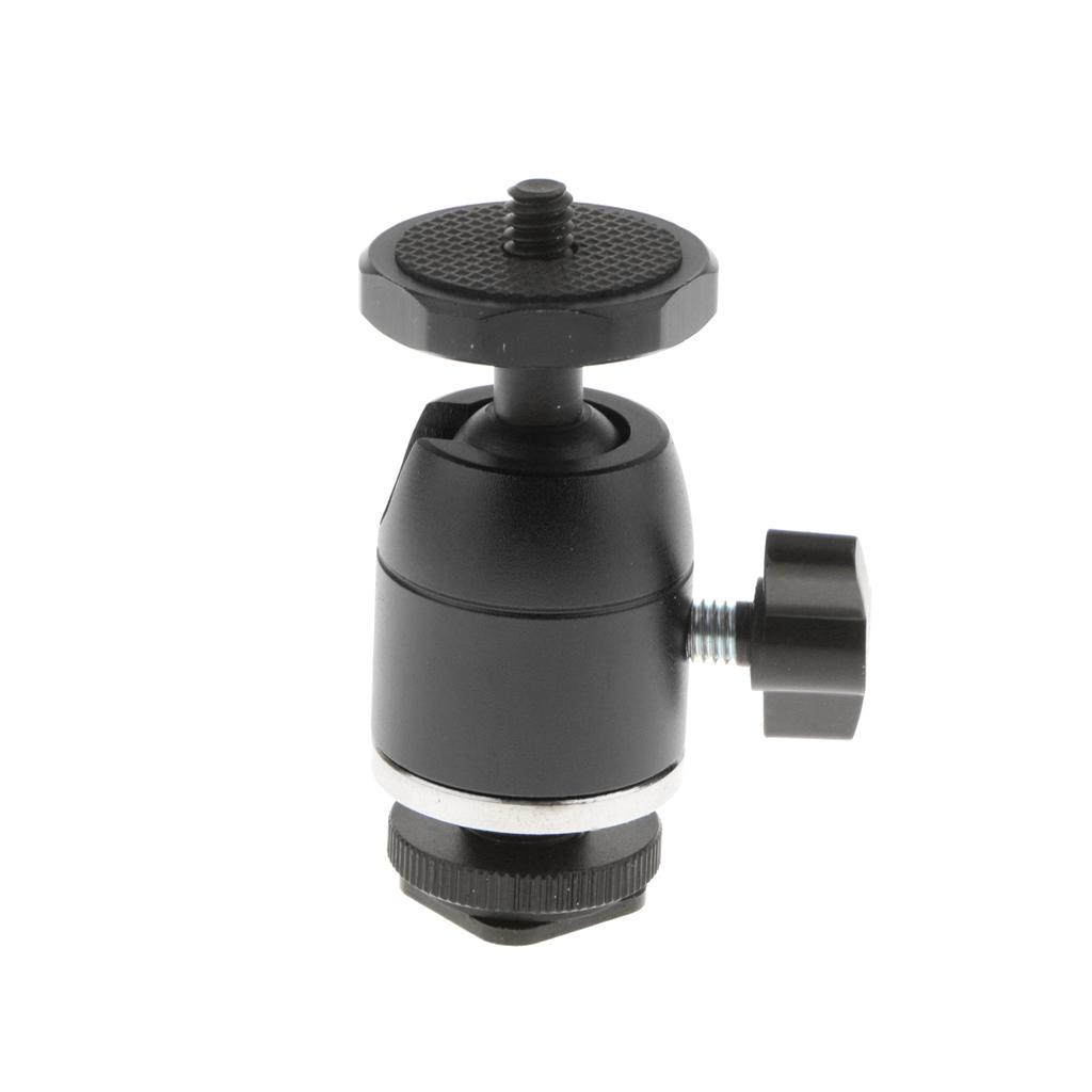 360° Swivel Ball Head 1/4''Screw Mount Tripod Hot Shoe for DSLR/SLR Black