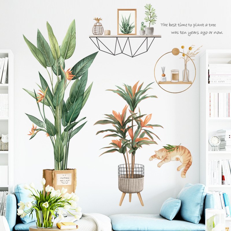 Decal dán tường cây chuối cảnh thiên nhiên sinh động