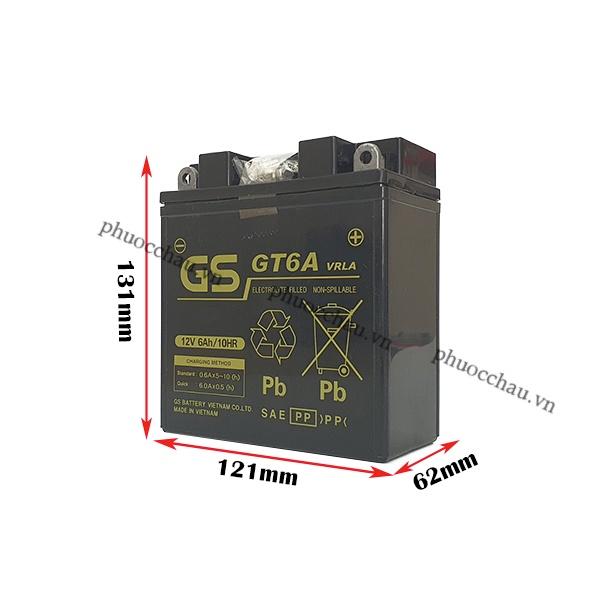 Bình ắc quy khô cho xe máy Dream, Wave, Future, Sirius, Jupiter, Taurus, Mio GS GT6A
