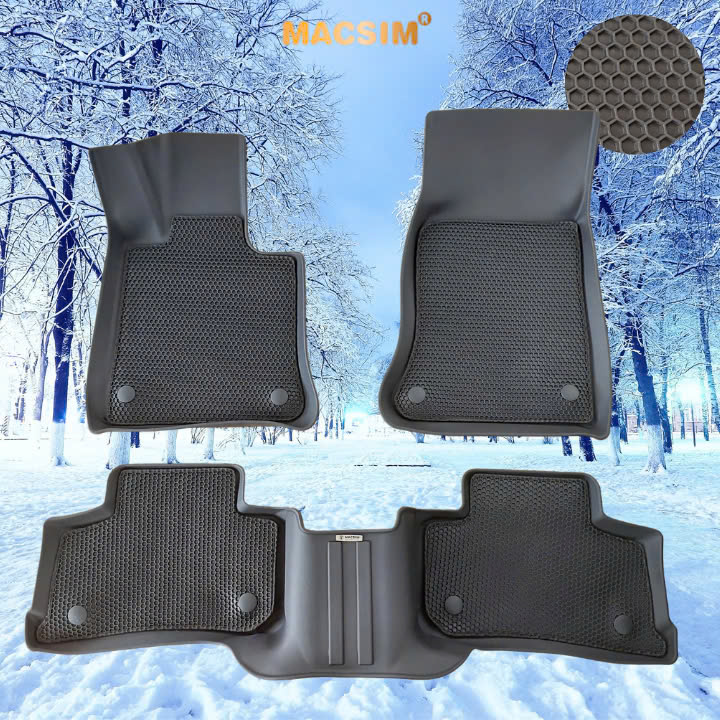 Thảm ô tô sd3 2 lớp dạng lưới lục giác Mercedes-Benz GLC 2023+ màu đen - bề mặt cao su siêu sạch - Macsim