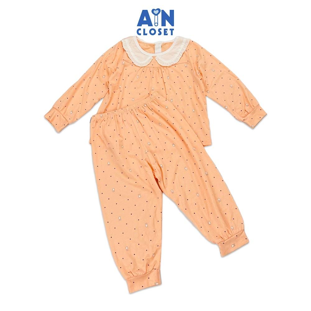 Bộ quần áo dài bé gái họa tiết Thỏ Nhí cam thun cotton - AICDBG46Q1FX - AIN Closet