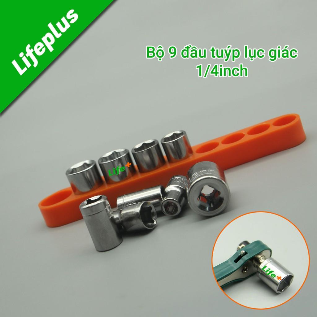 Bộ 9 đầu tuýp lục giác 1/4inch từ 5-13mm