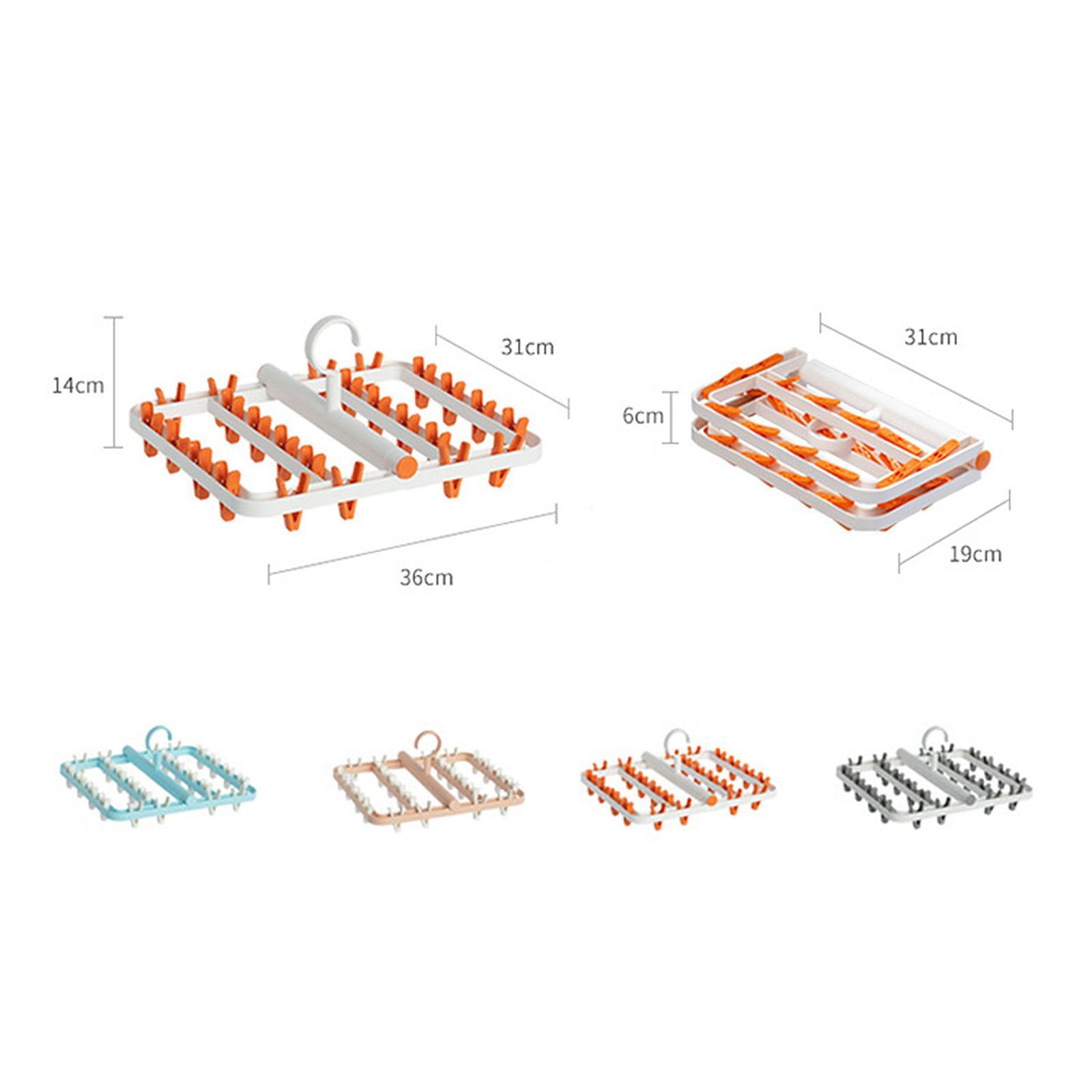 Foldable Socks Cloth Hanger Windproof Clothespin 24 Clips Household