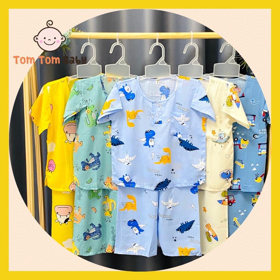 Bộ Quần áo Tole lanh Bé Trai | Mẫu Tay Ngắn,Quần Dài cài 2 nút trước |Size 2 -12 cho bé 7-35kg| Chất vải lanh loại 1