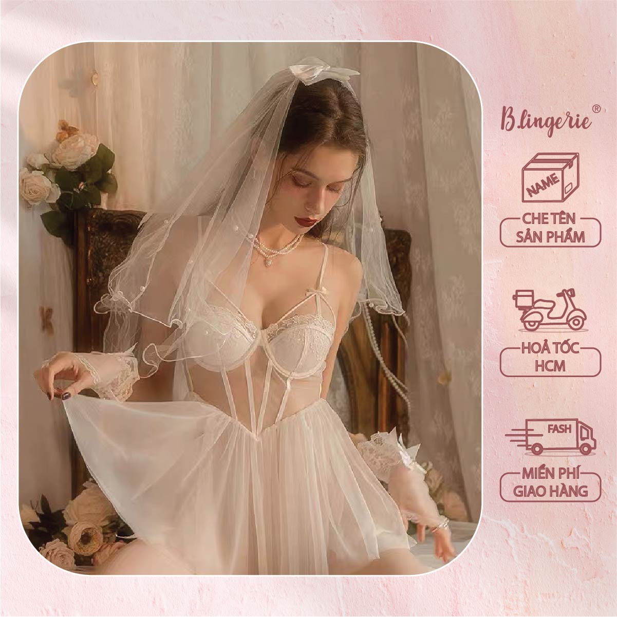 Váy Ngủ Siêu Mỏng Quyến Rũ (không kèm cài tóc, tất) - B.Lingerie