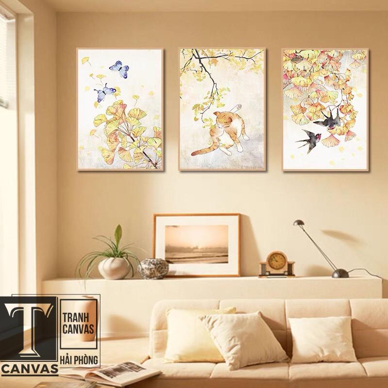 Tranh canvas tràn viền treo tường phòng khách, tranh vẽ bông hoa sắc màu H 168