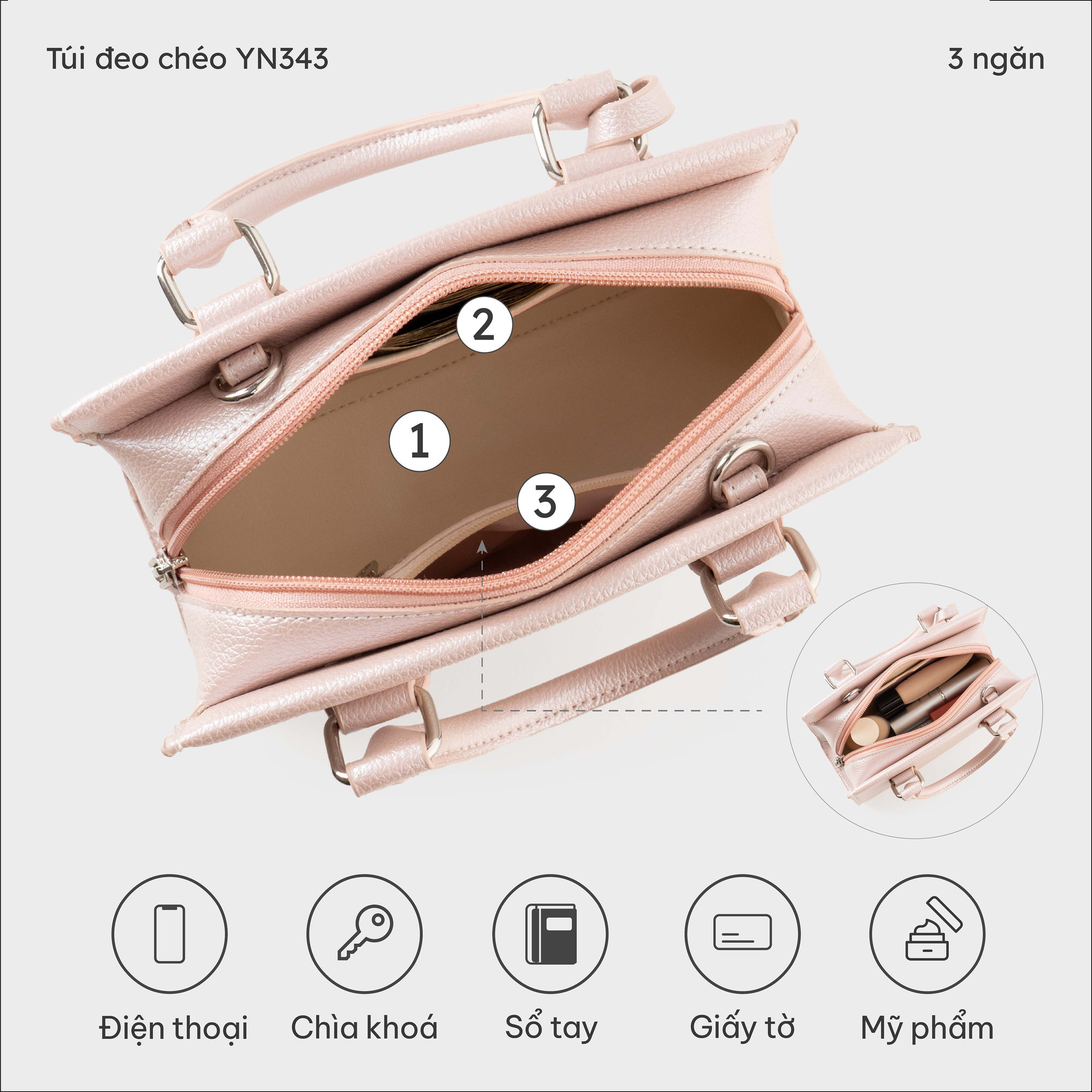Túi đeo chéo nữ YUUMY YN343 (BST Pink Obsessed)