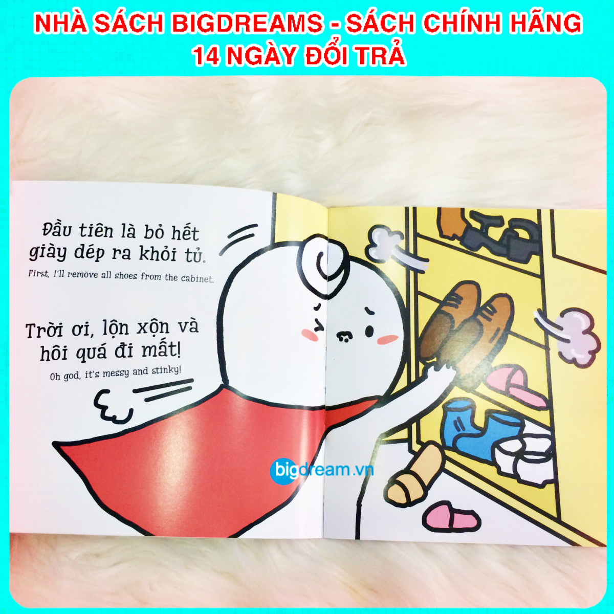 BẢN MỚI SONG NGỮ Miu Miu Tự Lập - Dọn Tủ Giày Ehon Kĩ Năng Sống Cho Bé 1-6 Tuổi Miu miu hiểu chuyện Miu bé nhỏ