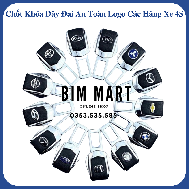 Chốt cài khóa dây an toàn trên ô tô bằng thép hiệu 4S logo theo hãng xe