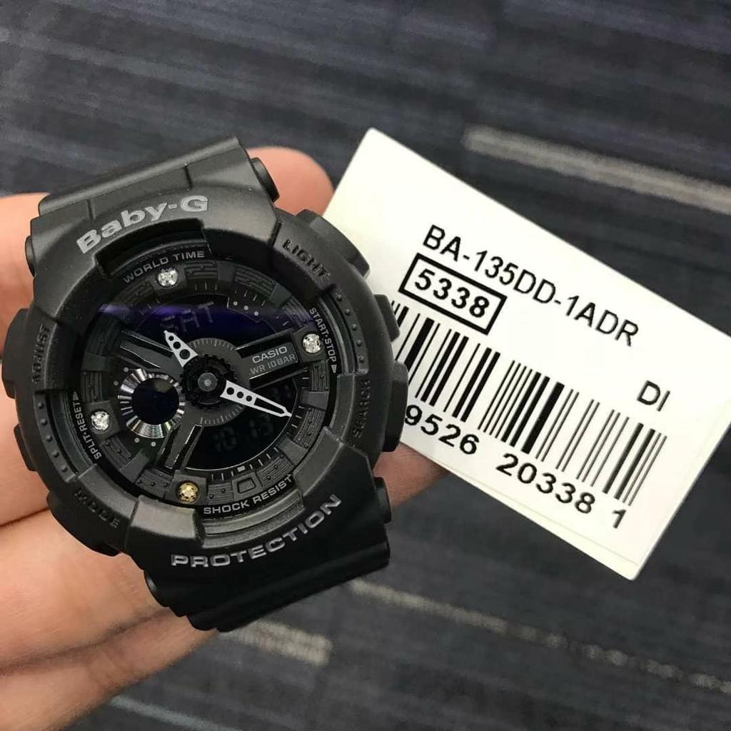 Đồng Hồ Nữ Dây Nhựa Casio Baby-G BA-135DD-1ADR Kim Cương Tự Nhiên | BA-135DD-1A Natural Diamonds