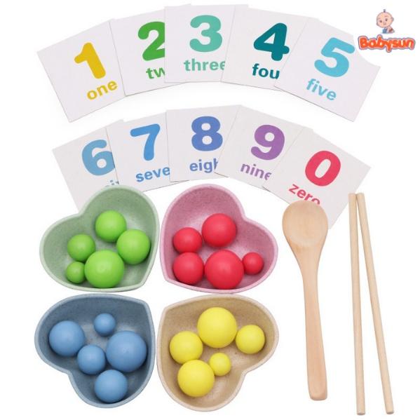 Đồ Chơi Gắp Bi Gỗ- Giáo Cụ Luyện Vận Động Tinh, Sự Khéo Léo, Tập Trung Cho Bé