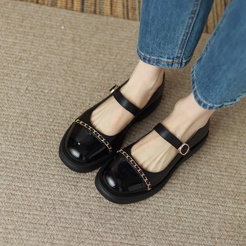 Giày búp bê nữ Mary Jane FAROSA giày lolita khoá cài vuông đế cao 3cm phối xích cực xinh-TK01