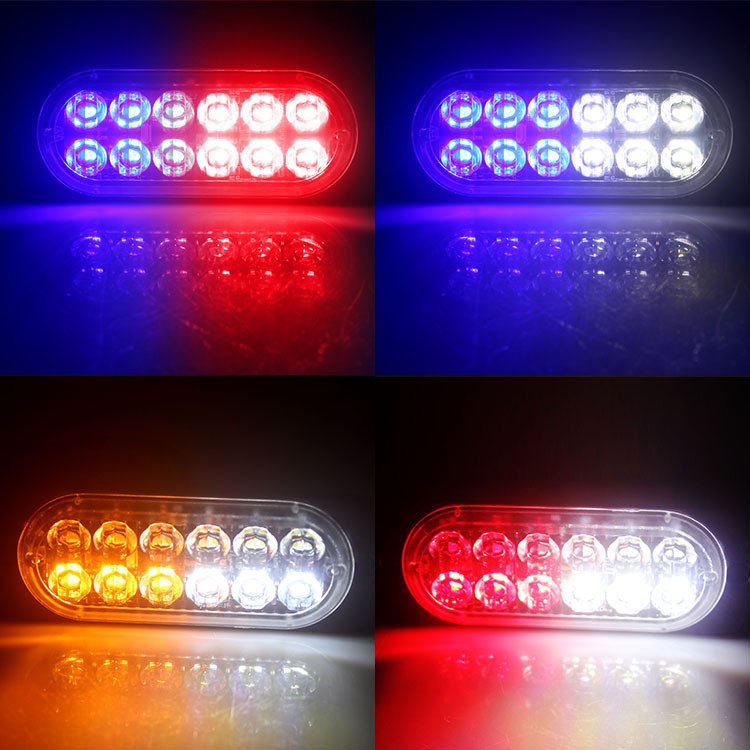 Đèn chớp police xanh đỏ 12 Led cao cấp 16 chế độ nháy cảnh sát vỏ nhôm CNC 12V-24V - DXZ