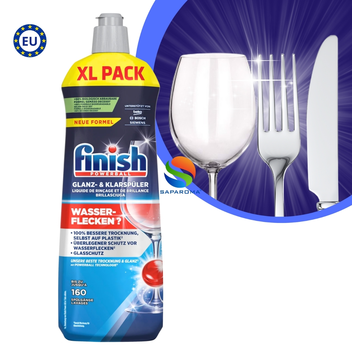 Nước làm bóng Finish 800ml, chuyên dùng cho máy rửa bát, chất trợ xả cao cấp