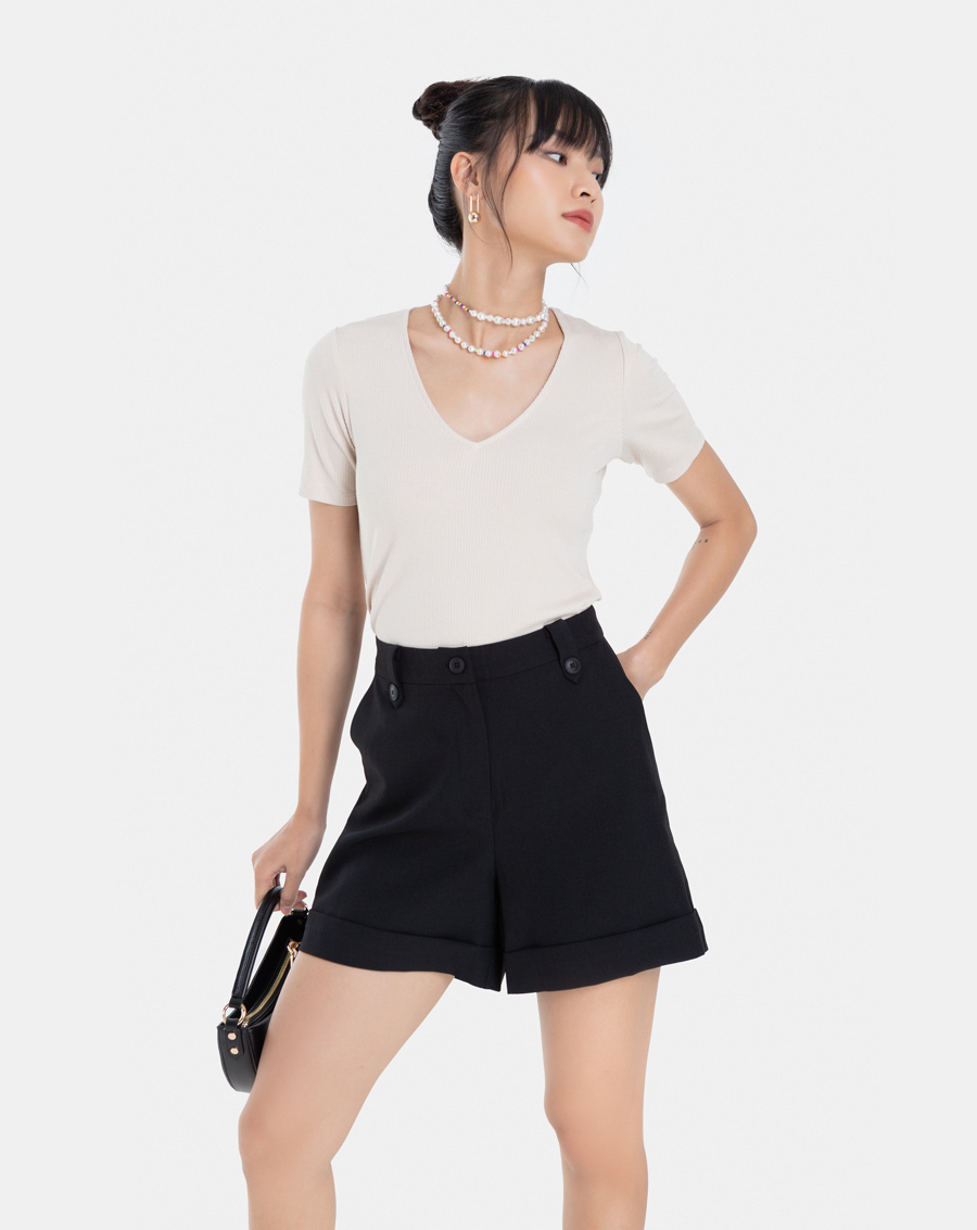 Áo Thun Thời Trang JUNO Croptop Cổ V JNATH002