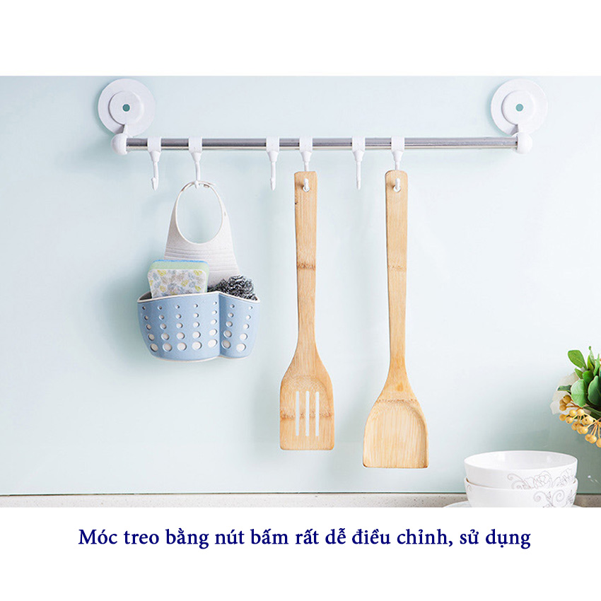 Giỏ đựng đồ rửa chén bát đa năng NASI bằng nhựa dẻo 2 lớp dày bền chắc có quai treo để ở bồn rửa chén hoặc treo móc trên tường