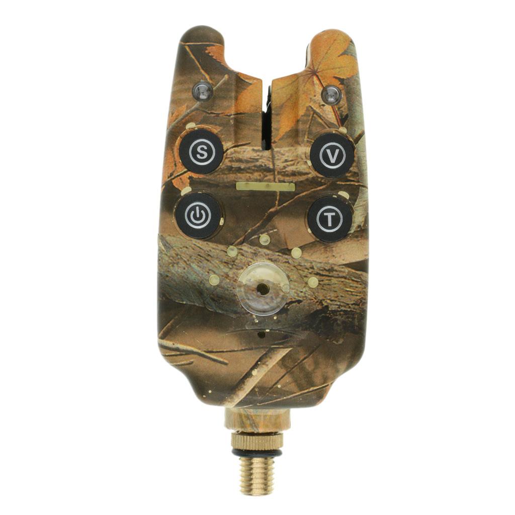 2xFishing Bite Alarm Indicator Sound Light Fishing Rod Holder Camouflage