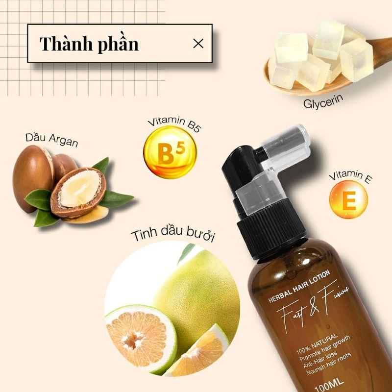 Xịt Tóc Chiết Xuất Tinh Dầu Bưởi Nguyên Chất, Vitamin E, Dầu Argan Ngăn Rụng Tóc, Kích Mọc Tóc