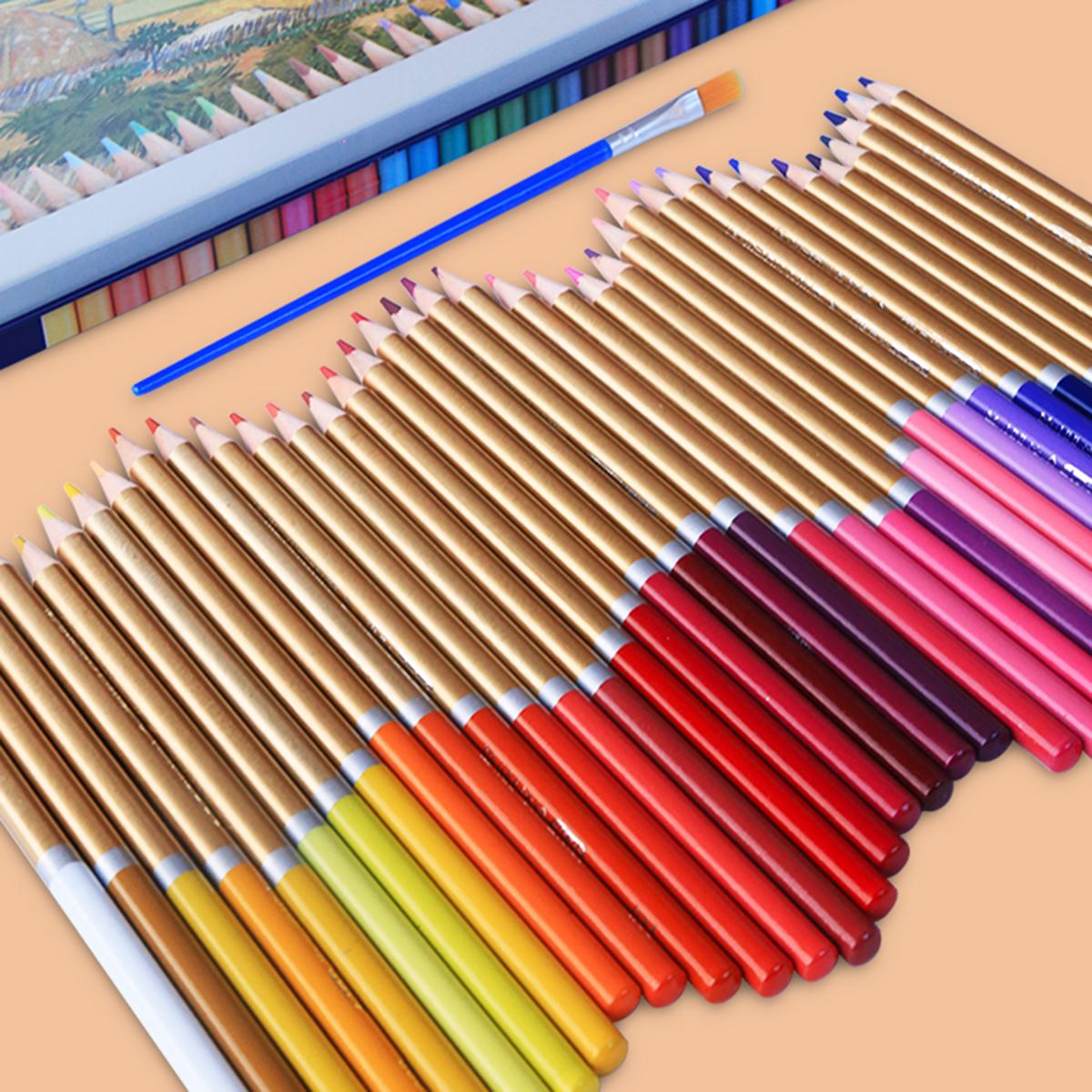 72 Colored Pencils Set Water-soluble Watercolor Pencils 3.3mm Thick Core Blendable Pencils with Brush Metal Storage Case