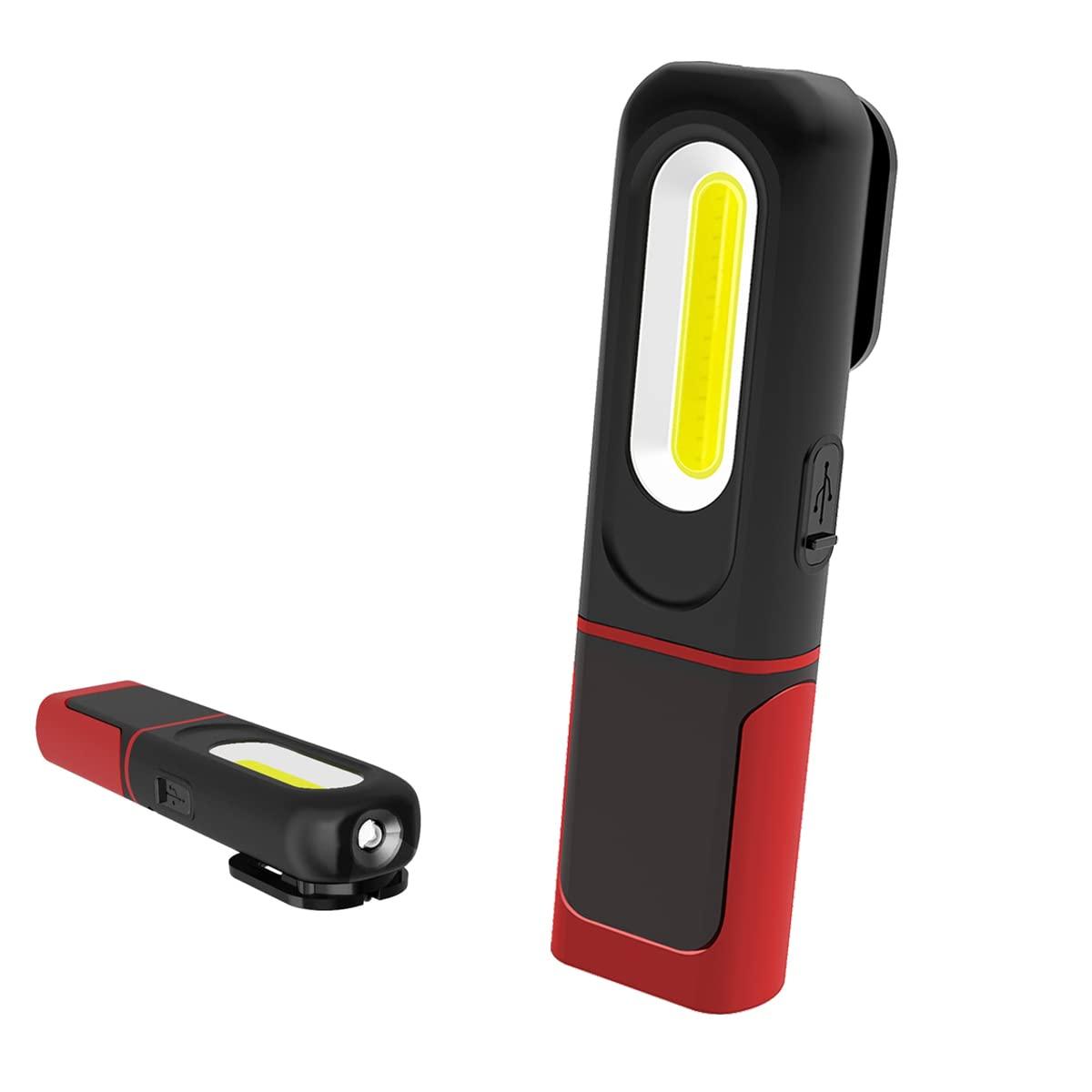 Đèn làm việc LED có thể sạc lại, 2 trong 1 Đèn kiểm tra với vòng quay 360 độ và đèn Torche LED Cob 5W với đế từ tính và móc cho hội thảo tại nhà DIY Ánh sáng