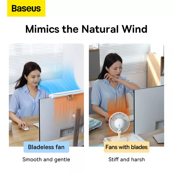 Quạt không cánh Baseus Refreshing Monitor Clip-On &amp;amp; Stand-Up Desk Fan- hàng chính hãng