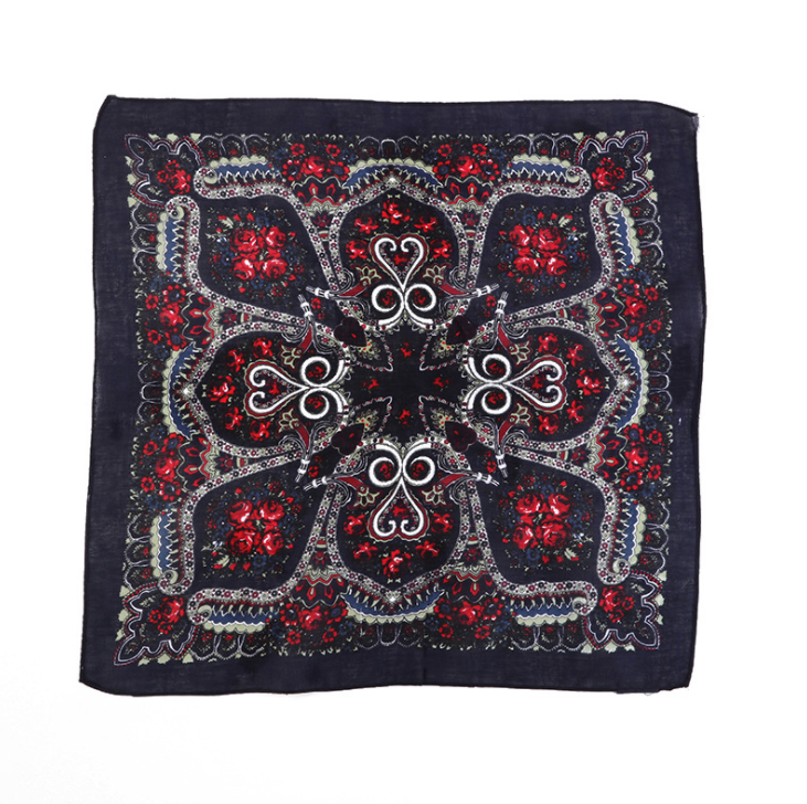 Khăn Bandana phong cách Vintage dễ thương 54x54cm - BDN06.7 hoa vuông